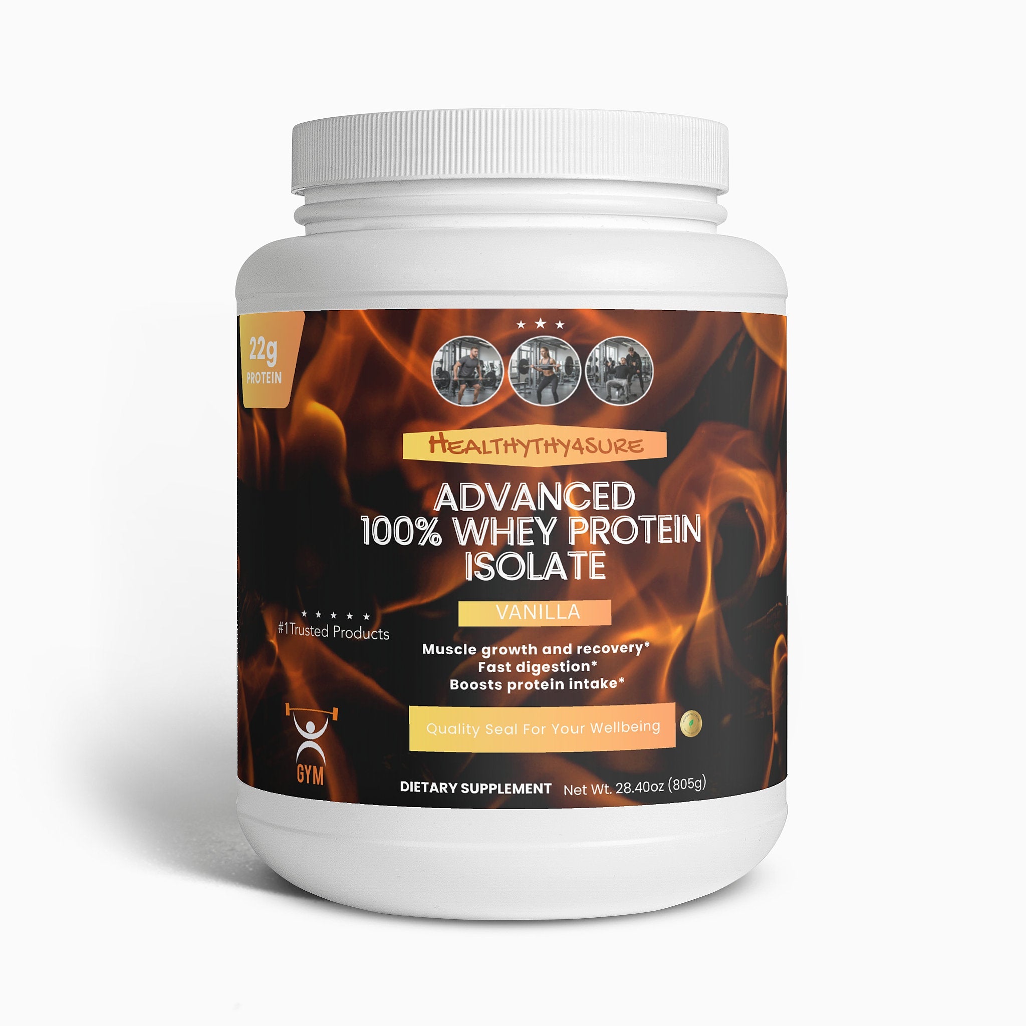 Advanced 100% Whey Protein Isolate Pure Fast-Absorbing Protein Minimal Lactose Healthy4Sure