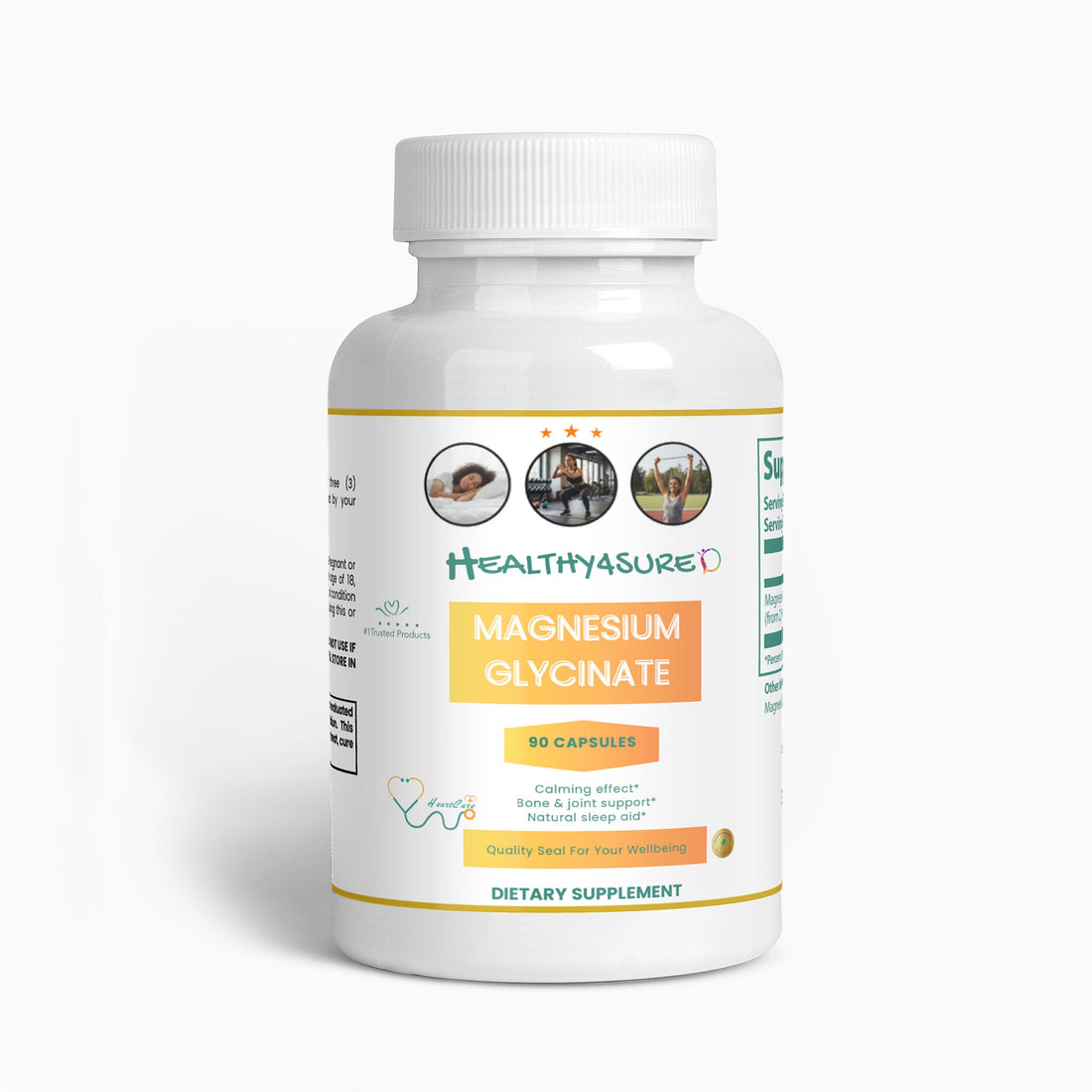 Magnesium Glycinate, Promotes Restful Sleep Cellular Health &amp; Energy Metabolism Healthy4Sure