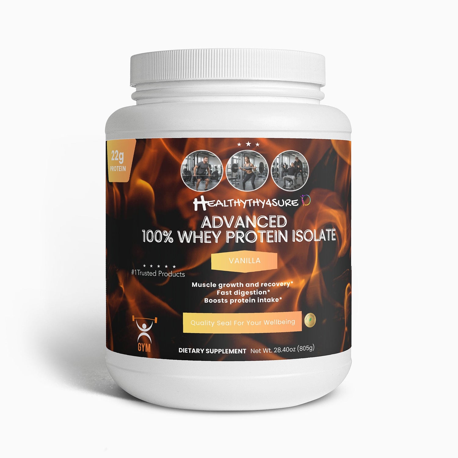 Advanced 100% Whey Protein Isolate Pure Fast-Absorbing Protein Minimal Lactose Healthy4Sure