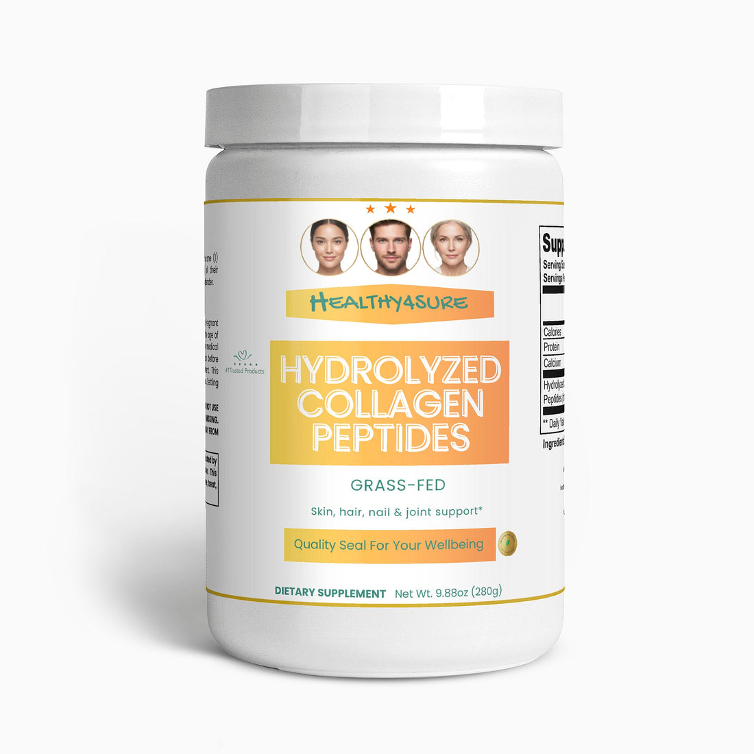 Grass-Fed Hydrolyzed Collagen Peptides High Concentrations Glycine, Hydroxyproline Supporting joint flexibility skin elasticity Healthy4Sure