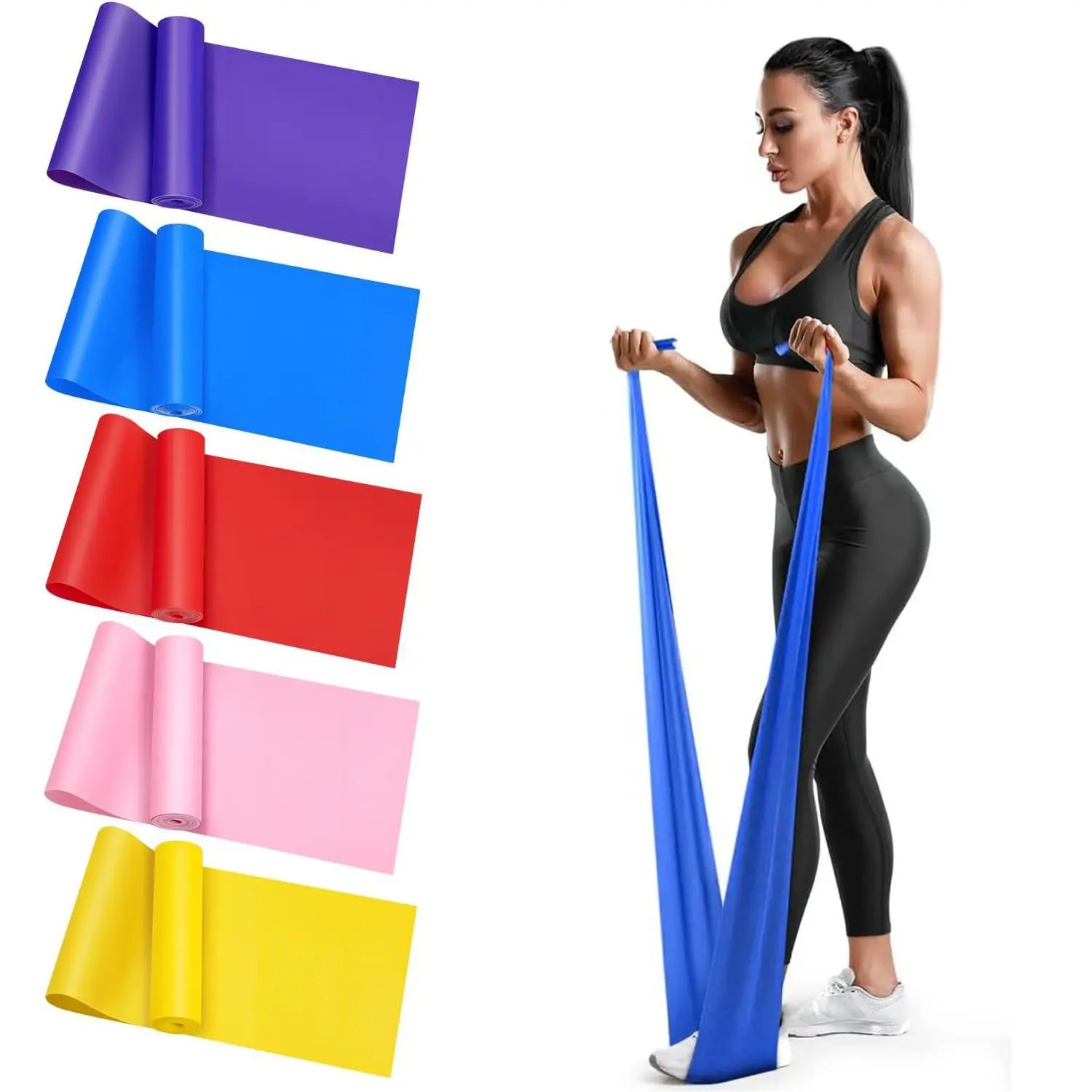 Yoga Pilates Resistance Long Stretch Elastic Exercise Band Healthy4Sure